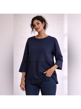COS Navy Mixed Fabric Tunic Top – Size M